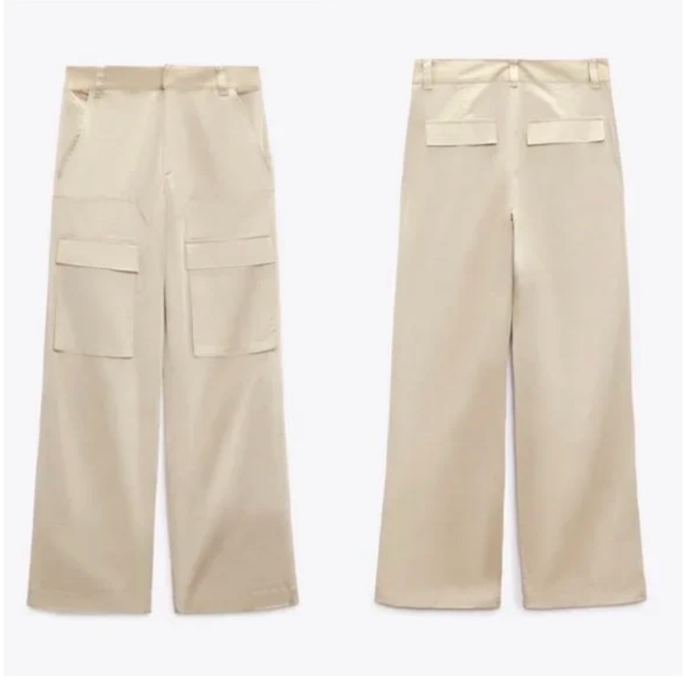 Zara Satin Cargo Pants